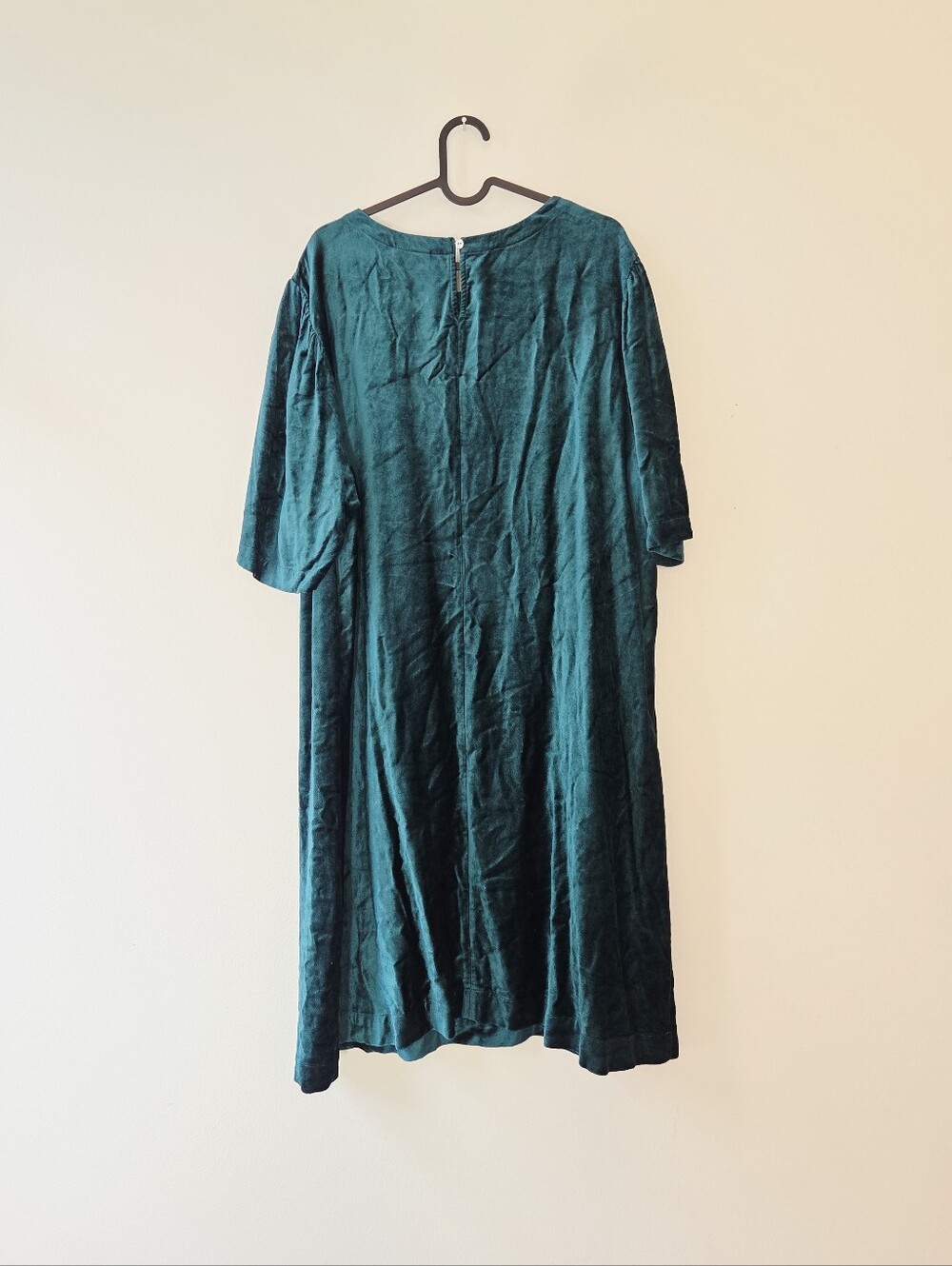 J. Jill Elegant Green Velvet Puff Sleeve Dress Sz 2X Prussia Blue Emerald Jewel - Picture 4 of 8